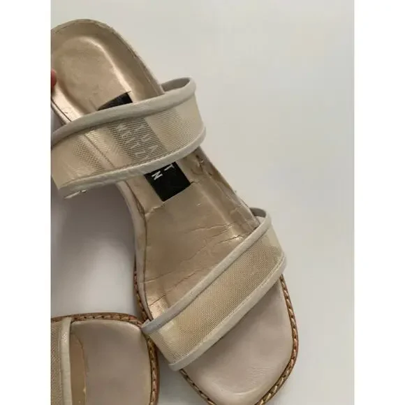 COPY - Stuart Weitzman Cream Mesh Strappy Block Heels SZ 5 - Picture 4 of 11